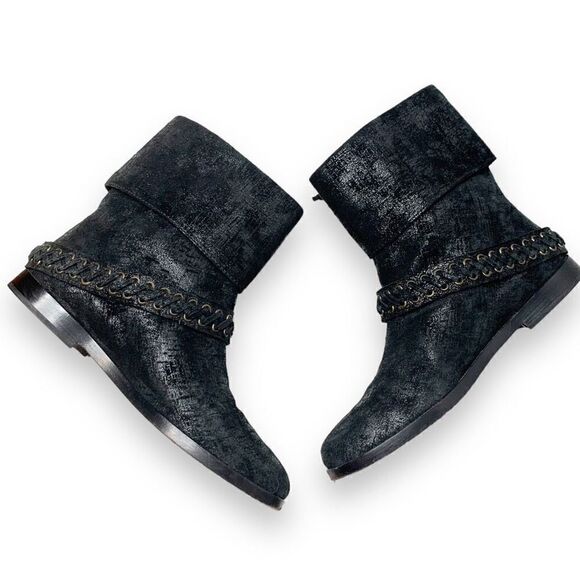 Balmain Black Metallic Shimmer Suede Western Fringe Boots Women’s Size 38.5 US 8 - Picture 8 of 10